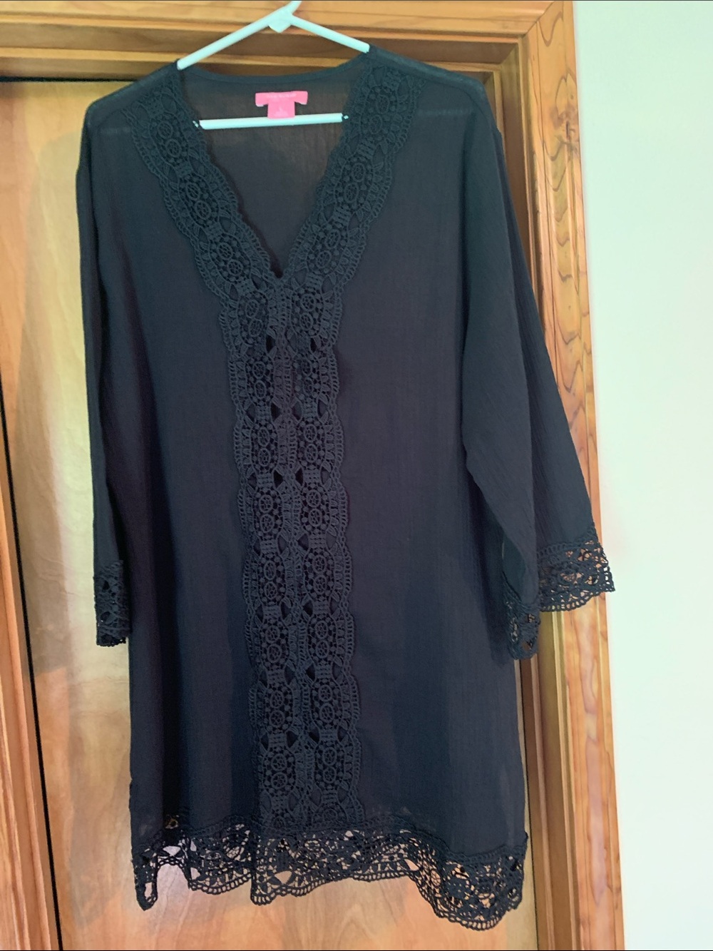 Isaac Mizrahi Black Crochet-Trim cover up